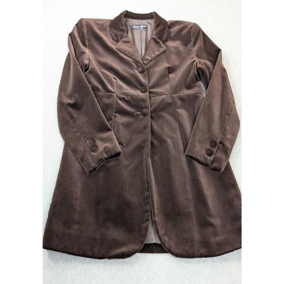 Vintage Bisou-Bisou Coat Womens Small (8) Velvet Long Blazer Jacket Made USA 90s - Picture 1 of 13